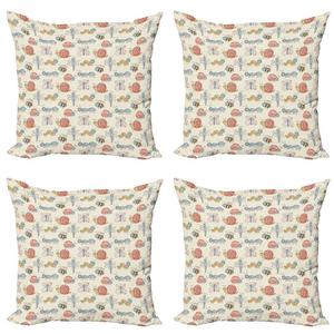 ABAKUHAUS Spring Комплект чехлов для подушек (4 предмета), Детский сад с божьими коровками и улитками, современная двусторонняя цифровая печать, 45 см x 45 см, многоцветный
