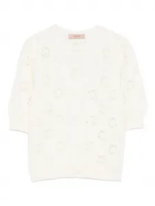 Кардиган на пуговицах с цветочным узором TWINSET, белый