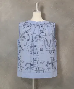 Топ без рукавов со сборками на воротнике Studio Picone, цвет Blue(169)