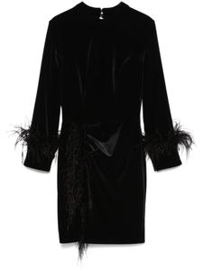 Мини-платье из бархата со страусиными перьями CRISTALLINI, черный