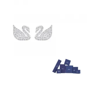 Swarovski Серьги Swan с родиевым покрытием женские белые