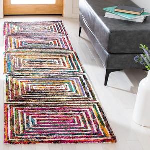 Ковер-дорожка SAFAVIEH, 69 x 244 см, коллекции Nantucket, Ivory, ручной работы бохо абстрактный из хлопка и шерсти, идеален для помещений с высокой проходимостью в гостиной, спальне (NAN604A)