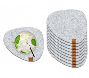 Стеклянные подставки под стаканы с кожаной этикеткой, набор из 10 штук Miqio Design, светло-серый