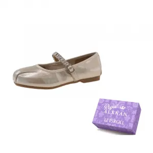 Alxnan Золотые женские балетки Мэри Джейн, цвет Gold