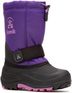 Сапоги Kamik Rocket с утеплителем для снега - водонепроницаемый верх и детская водонепроницаемая обувь - снегоступы с легкой фиксацией шнурков для детей - съемная утепленная стелька - средняя застежка на липучке, фиолетовый