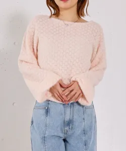 Пуловер с ажурной вязкой и лентой на спине Archives, цвет Pink