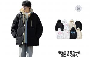 Пуховая куртка унисекс с капюшоном, утепленная, имитация двухсекционной пуховой куртки Montvoo, черный желтый (includes sweatshirt)