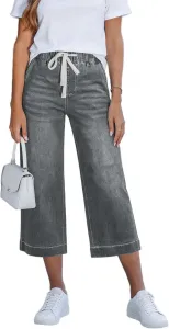 Широкие капри-джинсы для женщин с высокой посадкой