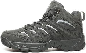 Мужские трекинговые ботинки высокие, легкие, водонепроницаемые для походов, бега по тропам, походов с рюкзаком и ежедневной носки, противоскользящие, прочные и удобные ботинки для ходьбы Qacksv, серый