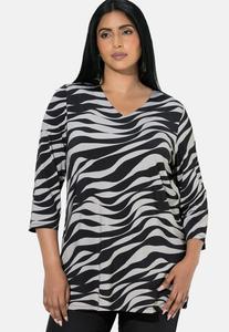 Топ Ulla Popken SLINKY-WELLEN A-LINIE V-AUSSCHNITT 3/4-ARM, Dark Beige/Beige