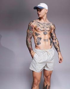 Плавки-шорты ASOS DESIGN средней длины в синюю клетку