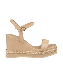 Туфли на танкетке с плетеной полосой Alma En Pena, бежевый