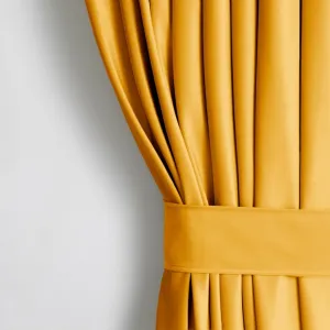 Штора на люверсах 140 x 245 см, горчичная, плотная, однотонная, с узором, бархатная, текстильная, с люверсами и подхватом, для гостиной и спальни AmeliaHome