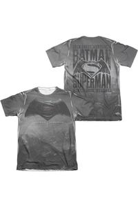 Футболка с коротким рукавом из полиэстера/хлопка для взрослых с логотипом Batman V Superman (принт спереди/сзади) Gildan, белый