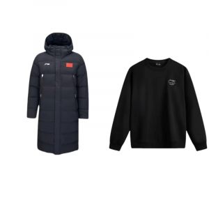 Комплекты толстовок Li Ning, унисекс, средний размер, set (черный down jacket+черный sweatshirt)