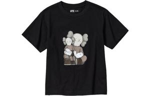 Футболка UNIQLO Kids Kaws Ut с коротким рукавом и рисунком, черный