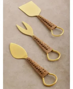 Хельсинкские сырные ножи Gauri Kohli, сосново-коричневый/матово-золотой