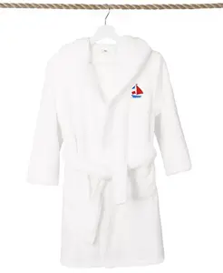 Детский плюшевый халат с капюшоном Boat Kids Super Plush Double Brushed Linum Home, белый