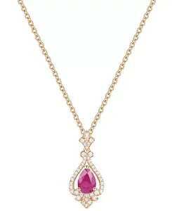 Ожерелье с подвеской в виде грушевидного гало длиной 18 дюймов из 14-каратного золота (также с рубинами и сапфирами) с изумрудами (5/8 карата) и бриллиантами (1/5 карата) Macy'S, ruby