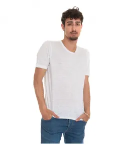 Льняная футболка с короткими рукавами и круглым вырезом. Gran Sasso, белый