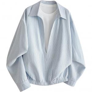 Футболка Unisex V-образный вырез Moderate Mock Two Piece X1617, светло-синий