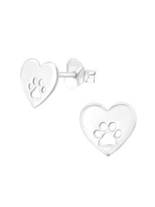Alexander York Серьги в форме сердца с отпечатком лапы, изготовленные из серебра 925 пробы, комплект из 2 штук