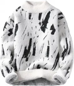 Мужской свитер с круглым вырезом, свободный, однотонный