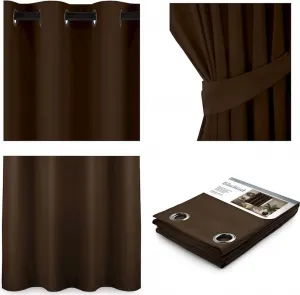 Штора, 140x245 см, люверс, непрозрачная, однотонный узор, гостиная, 1 штора, коричневая AmeliaHome