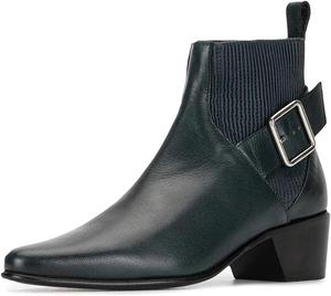 Женские ретро-ботильоны YDN Chelsea на низком грубом каблуке, с закрытым носком, эластичные короткие ботинки из кожи с регулируемой пряжкой, осенне-зимняя обувь для женщин, размеры US 4-15, Dark Green