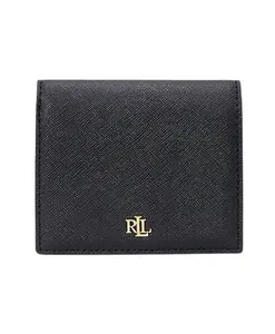 Компактный кожаный кошелек с перекрестной текстурой Ralph Lauren, черный