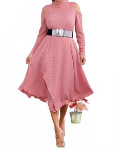 Платье миди с фактурной фактурой в розовом цвете Karen T Design, розовый