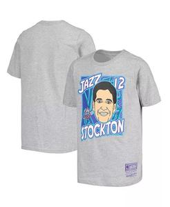 Серая футболка Big Boys John Stockton Utah Jazz Hardwood Classics King of the Court Player Mitchell & Ness