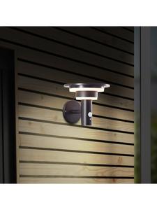 Brilliant Уличный светодиодный настенный светильник, работающий от солнечной энергии, 430 лм, 3000 К, нержавеющая сталь, черный