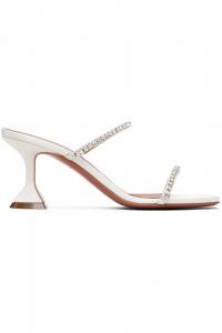 Amina Muaddi Белые сандалии Gilda на каблуке 70 мм