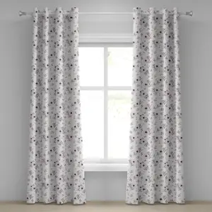 Штора на люверсах ABAKUHAUS Windflower, узор "Романтичный весенний букет невесты" в стиле шебби-шик, декоративная, двухпанельная, 280 см x 175 см, нежно-розовый, сиренево-фиолетовый