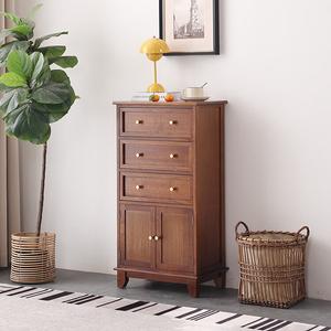 Yu'S Forest Wood Комод 50х32х97 см для гостиной и спальни из массива дерева светлого ореха, 3 ящика, без сборки