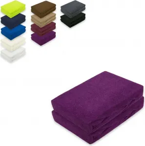 Простыня махровая на резинке, двойная, на резинке по всему периметру, 90-100 х 200 см, фиолетовая Südseetraum