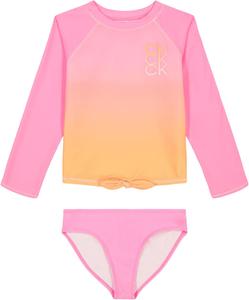 Комплект из двух частей купальника Calvin Klein для девочек с защитой от солнца UPF 50+, Pink Frosting Ombre