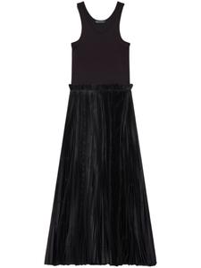 Balenciaga плиссированное платье миди с U-образным вырезом, черный