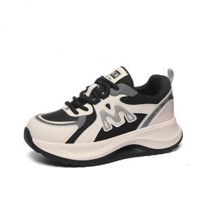 Низкие повседневные туфли с амортизацией Rebound и противоскользящим эффектом для женщин Golden Silk Rabbit, Beige Black