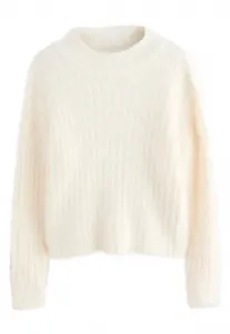 Пушистый джемпер стандартного кроя Next, Ecru