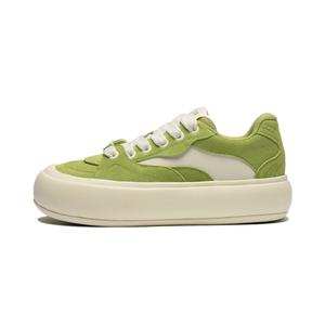 Кроссовки LiNing Puff Platform Skateboarding Shoes Women's Low-top Moss Green/cream White, зеленый