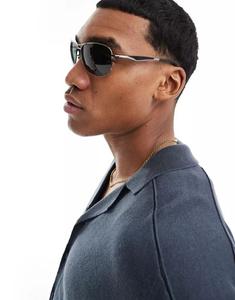 Черные квадратные металлические солнцезащитные очки Ray-Ban