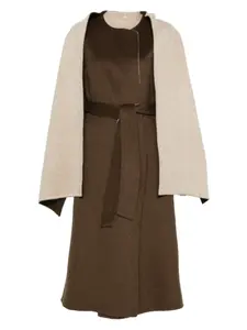Пальто с кейпом и поясом P.A.R.O.S.H., бежевый