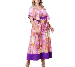 Макси-платье Mediterranean Breeze больших размеров с карманами Kiyonna, Mixed mosaic print