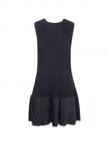 Платье в рубчик с плиссировкой EMPORIO ARMANI, синий