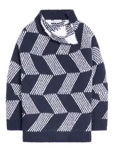 Свитер с геометричным узором DRIES VAN NOTEN, синий