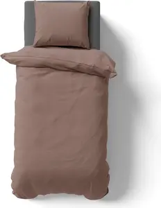 Комплект постельного белья из микрофибры, однотонный, 2 предмета, 135x200 см + наволочка 80x80 см на молнии, цвет нуга