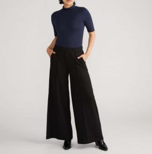 Женские брюки Pam Pintuck Wide Leg Ponte Pants больших размеров Universal Standard, Black