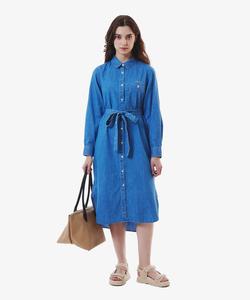джинсовое платье-рубашка с поясом